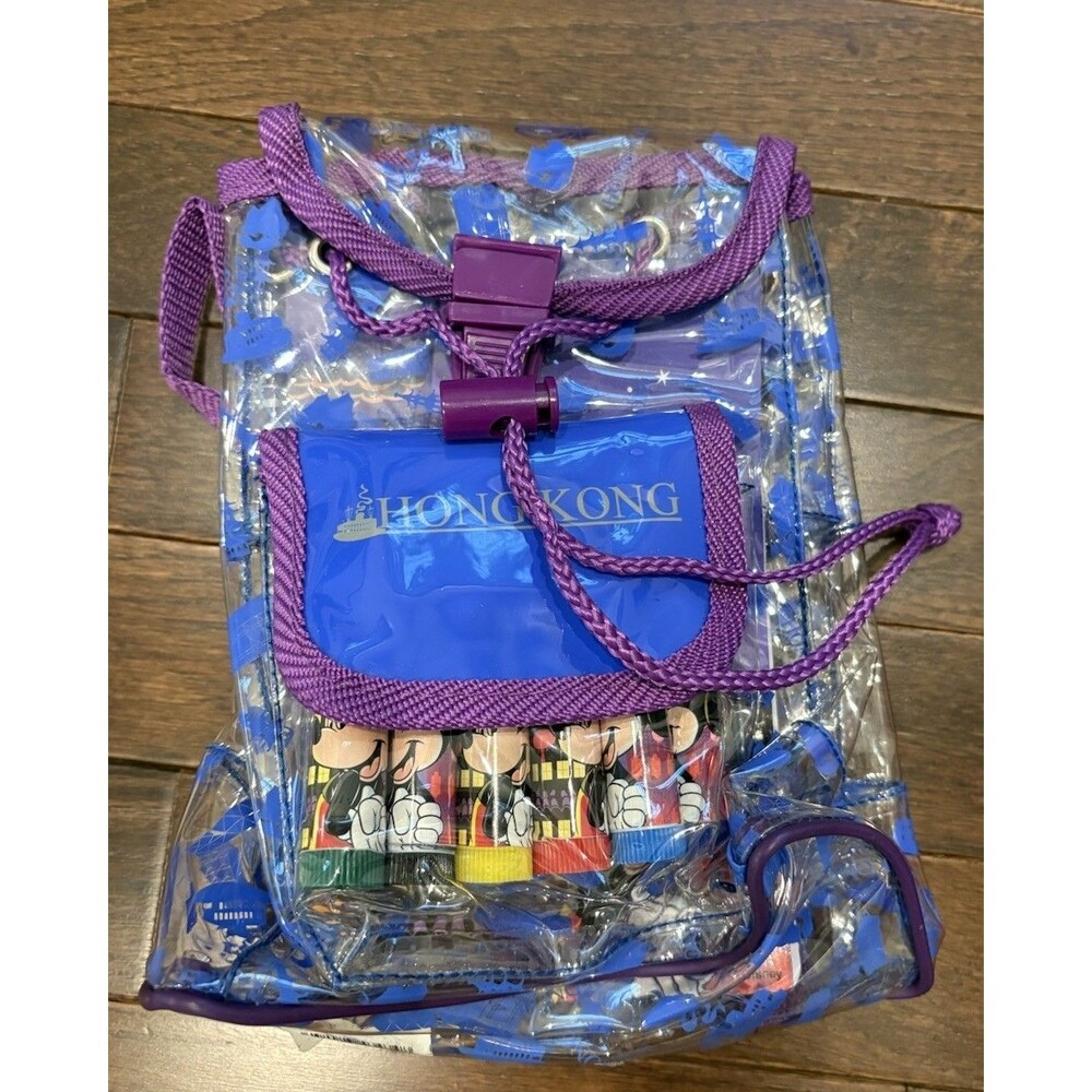 Vintage Disney Store Hong Kong Clear Mini Backpack Stationery Set Mickey Mouse